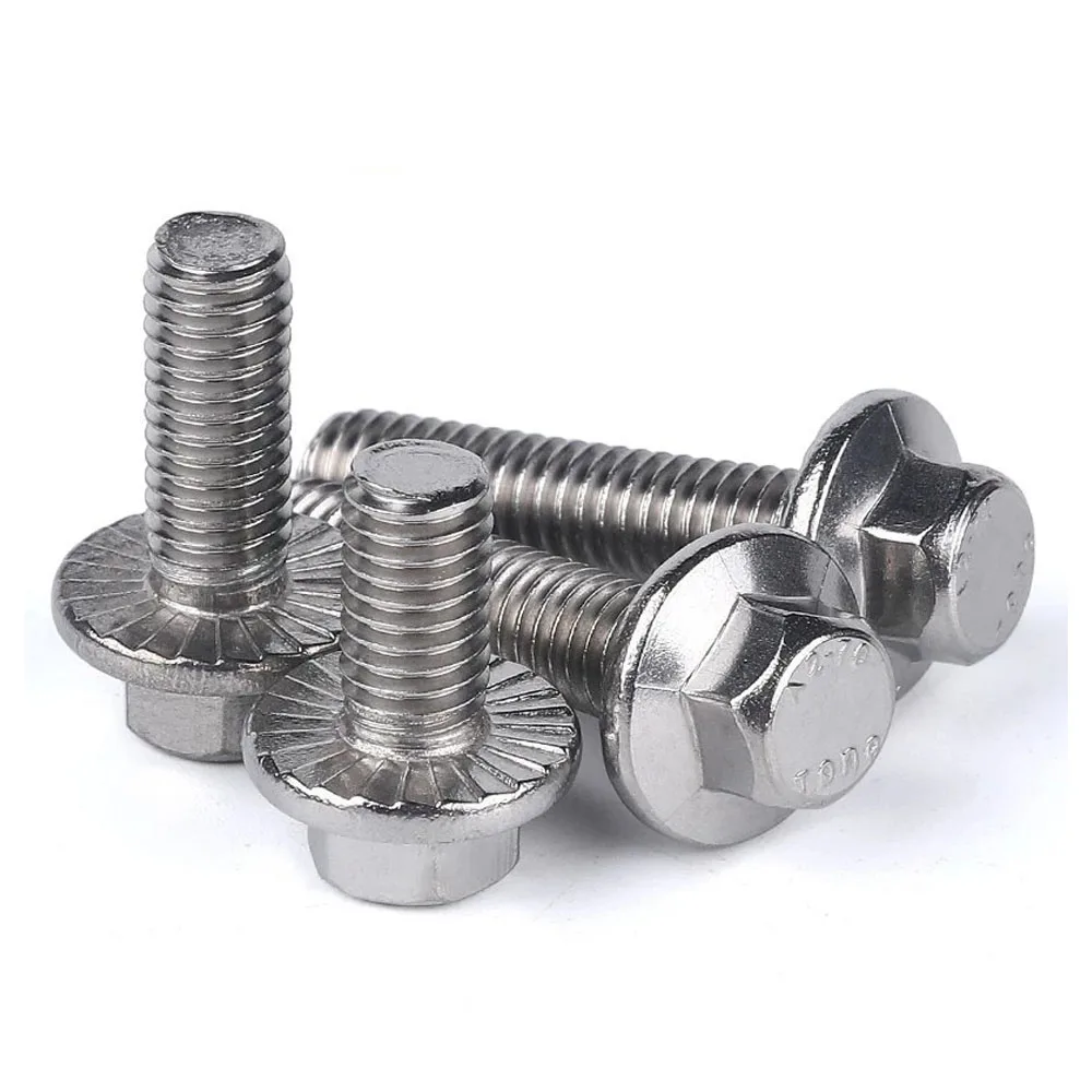 External Hex Washer Head Bolt M5 M6 M8 M10 M12 GB5789 304 A2-70 Stainless Steel Hexagon Head with Serrated Flange Cap Screw