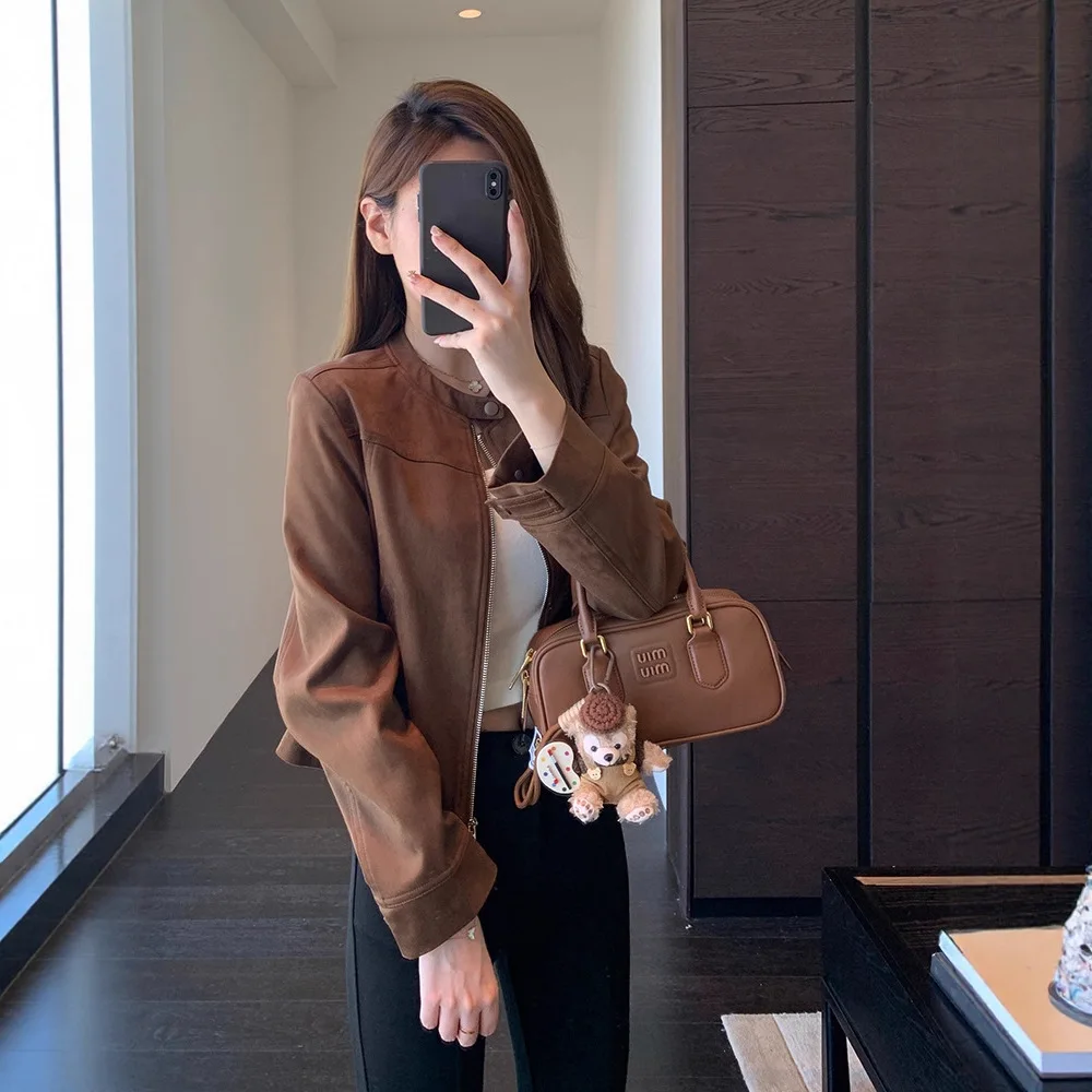 

Красивое бархатное короткое пальто, тонкая верхняя куртка, осень-зима 2025 года, новый стиль