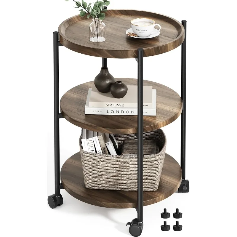

Small Round Nightstand Bedside Table for Living Room, Bedroom, or Small Spaces-