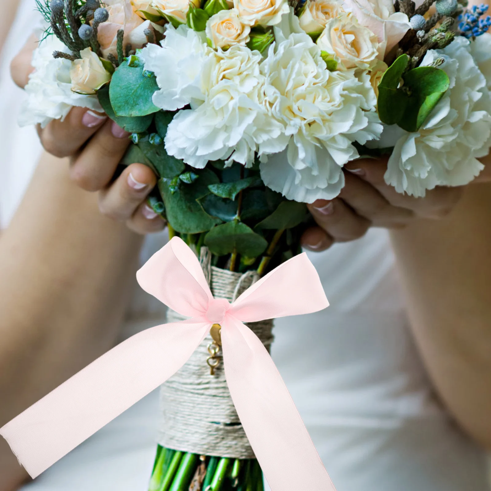 

Rose Flower Ribbon 4 Rolls Smooth Polyester Satin for Wedding Gift Wrapping Cake Packaging Bouquets Crafts Party Decor