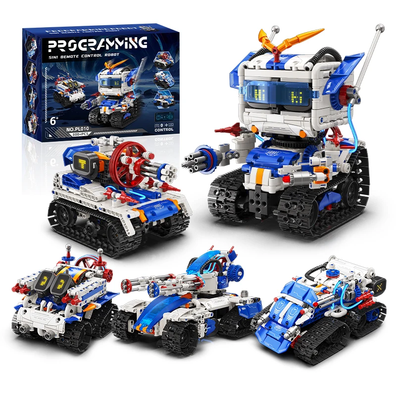 5 in 1 Technical RC APP Programmable Deformed Robot Building Blocks City Tank Transport Engineering Vehicle Bricks Toy Kids Gift