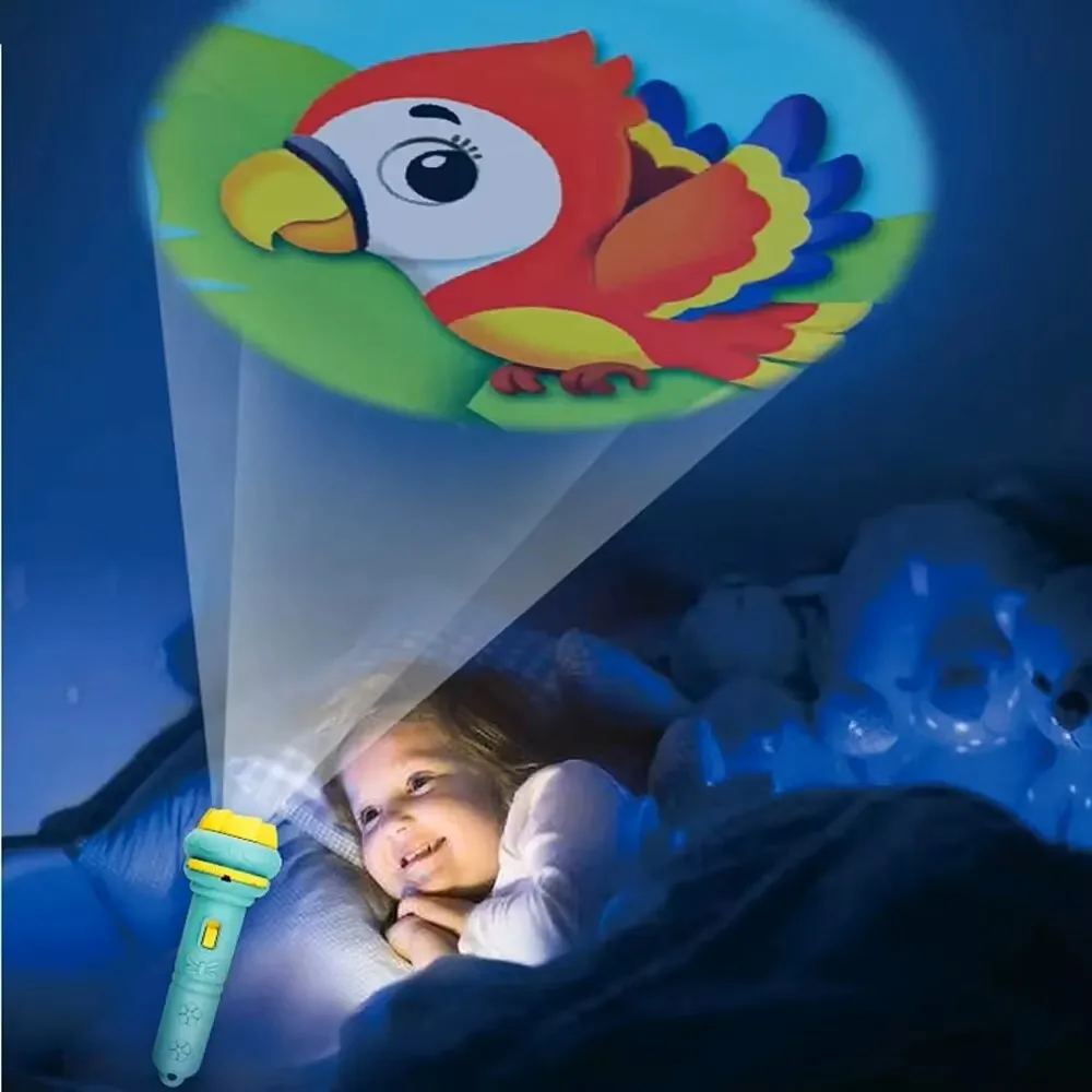 10Pcs Cards Cartoon Projection Flashlight Patterns Creative Children Flashlight Toy Projector Baby Toys Bedtime Story Book Toy image 6