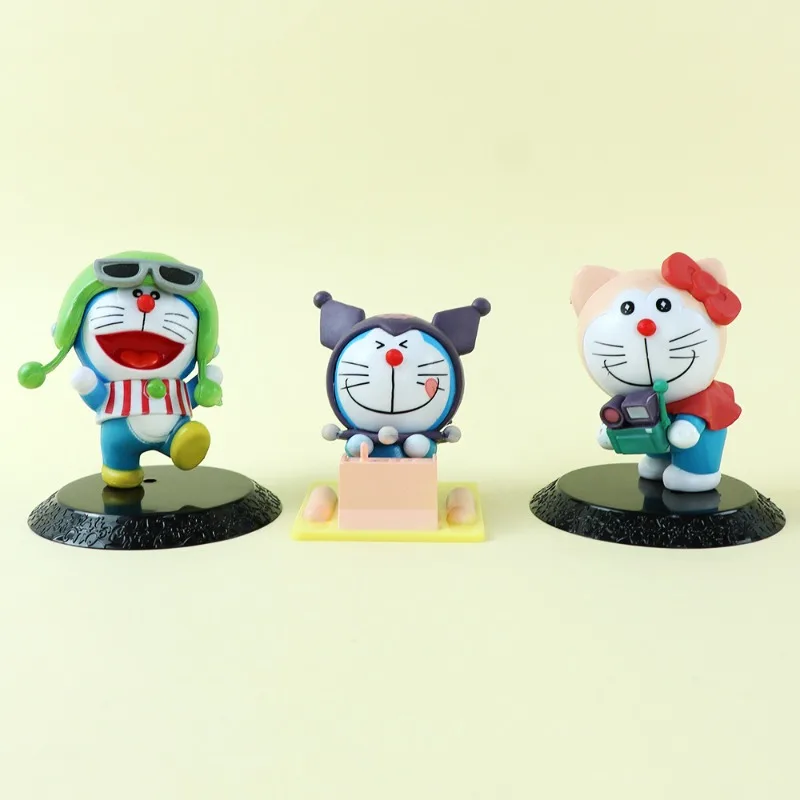 Figurka anime Tide Play Doraemon, Jingle Cat, seria Sanrio w przebraniu, urocza dekoracja na biurko, ozdoba.