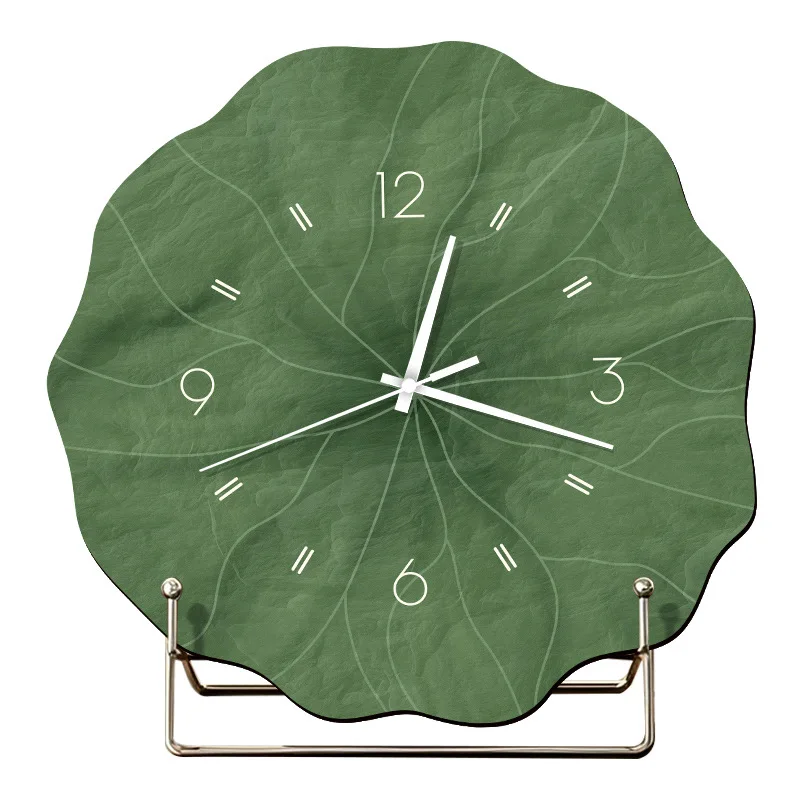 Retro Green Lotus Leaf Desktop Creative Clock Guest Restaurant 2026 New Clock Cupboard Classy Decorative Ornaments