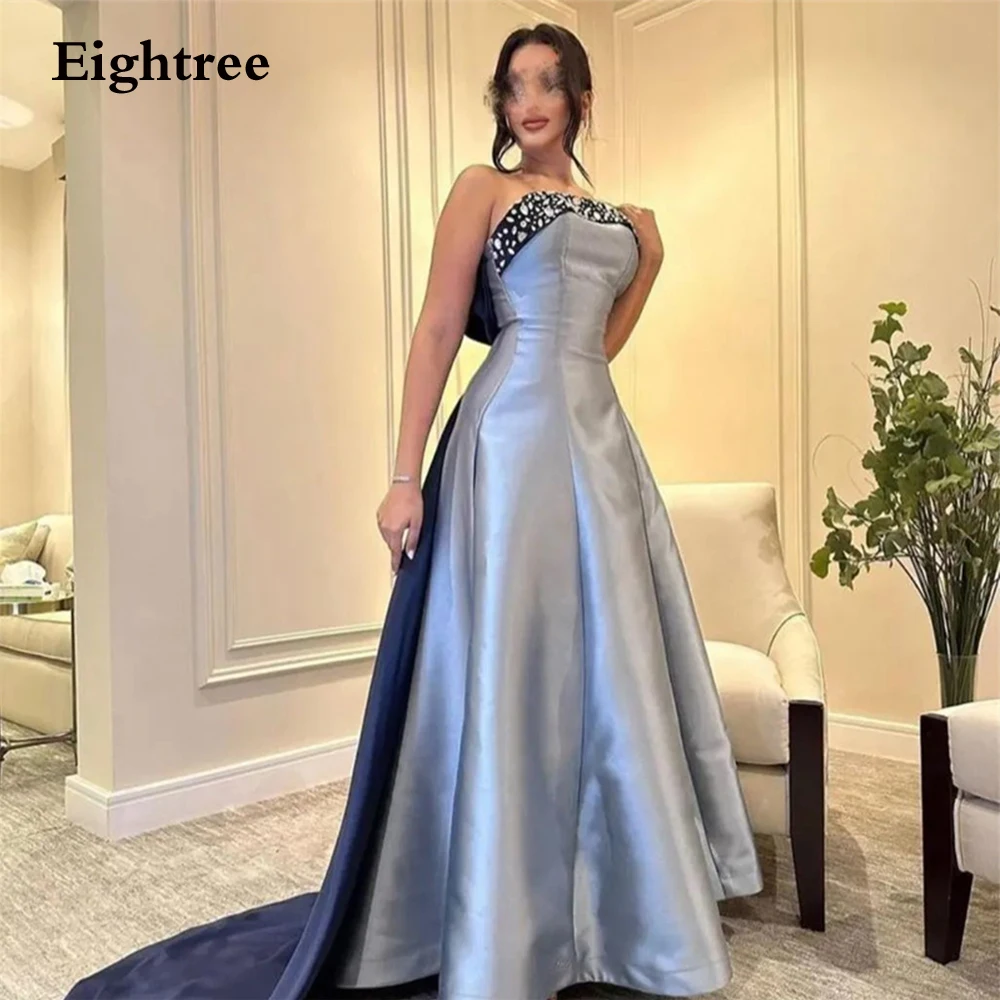 

Eightree Elegant Strapless Prom Dresses Mermaid Stain Crystal Large Bow Abendkleider Dubai Evening Dress Formal Occasion Dresses