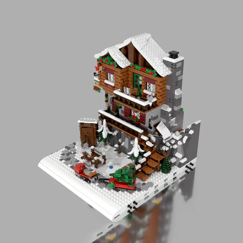 المنتجات الموسمية Moc قوالب بناء وحدات جبال الألب لودج نموذج التكنولوجيا كتل عيد الميلاد لتقوم بها بنفسك لعبة هدايا البناء