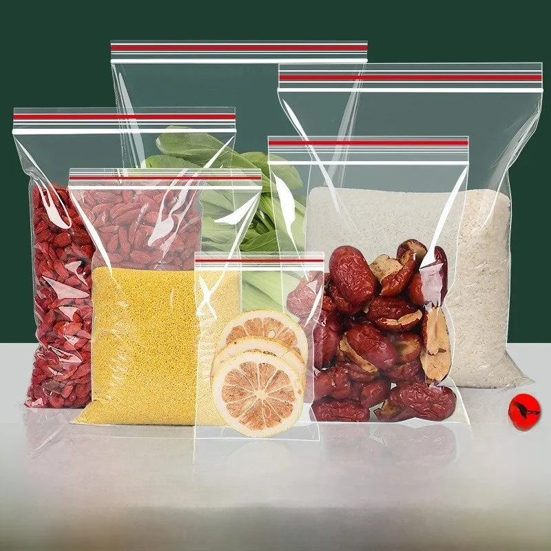 厚手のプラスチック保存袋、冷蔵庫用密閉袋、食品グレード、家庭用保存、密封プラスチックポーチ