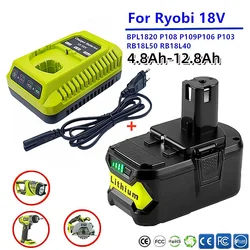 MKEPA 18V battery 12800mAh Li-On rechargeable For Ryobi Hot P108 RB18L40 Rechargeable Battery Pack Power Tool Battery