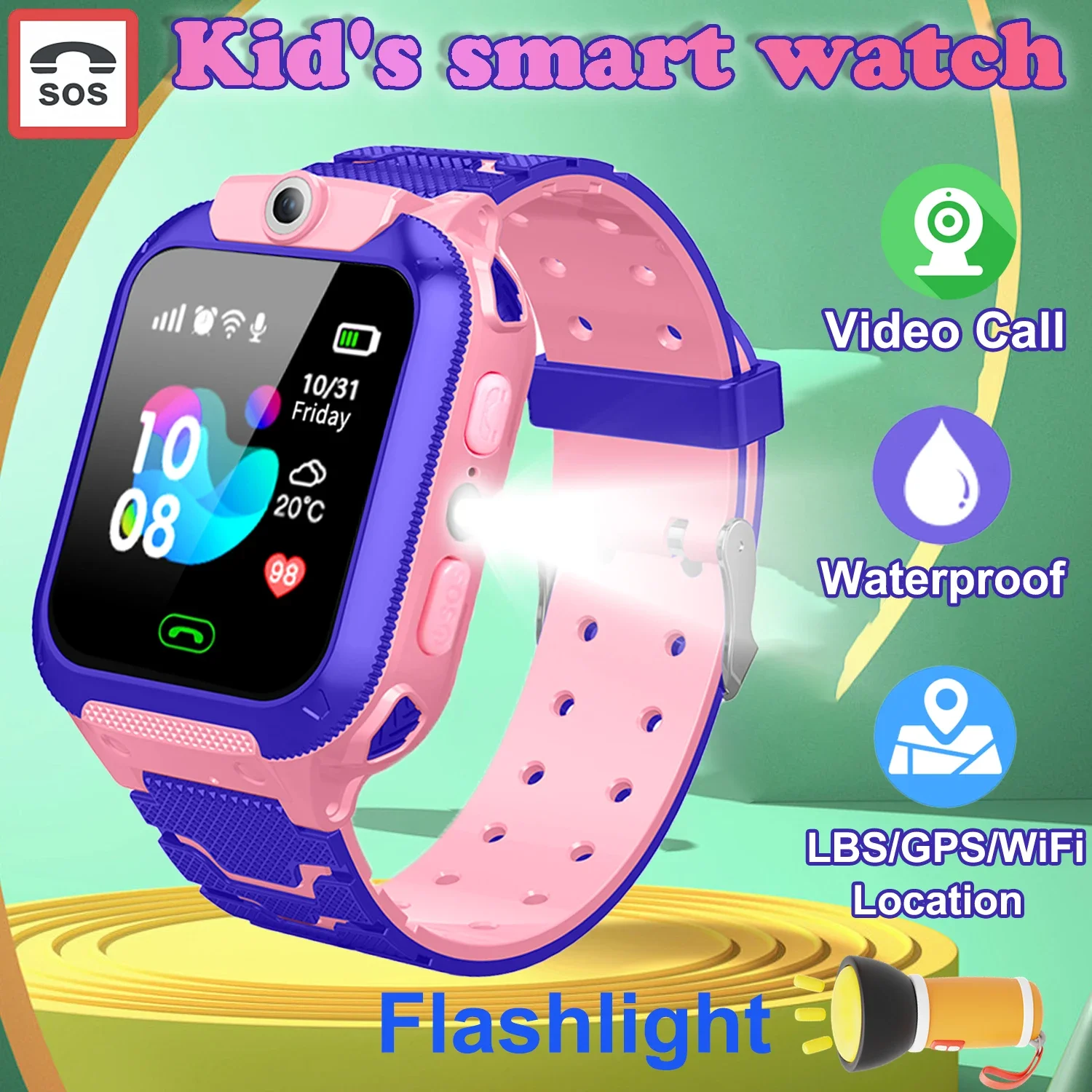 

Kids Smart Watch SOS GPS Location Phone Call Card Child Smart Watch Camera Waterproof Upgrade Watch For Kids Gift 2025 New