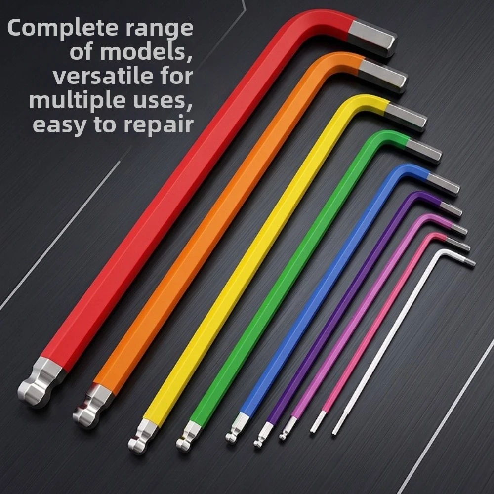 S2 Alloy Steel Allen Wrench Set Precision 9 Pieces L Wrench Kit Quick Snap Adapter 1.5mm To 10mm Hexagon Spanner Set