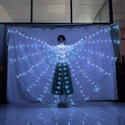 LED Belly Dance Fairy light wings Glowing silk butterfly wings luminous dancing cloak clothes for women girl Performance costume