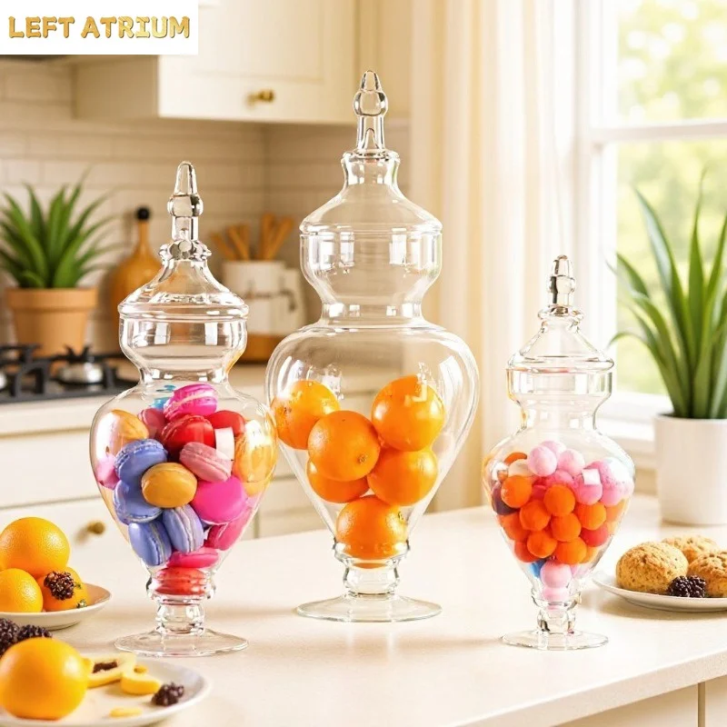 Transparent Glass Jar Candy Jars Storage Jar Decorative Jars Storage Bottle Storages Box Wedding Decoration Ornaments Organizer