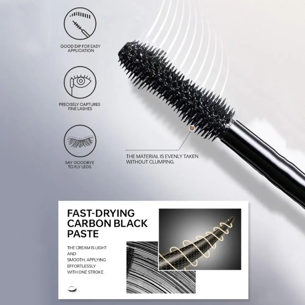 Mascara allungante a prova di sbavature Mascara arricciante impermeabile a lunga durata Allunga le ciglia Mascara riempitivo in fibra dall'aspetto naturale