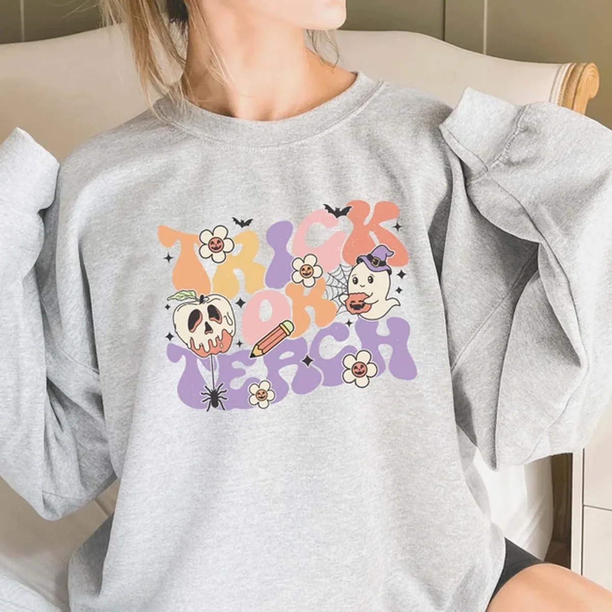 Teacher Halloween Sweatshirt Teacher Halloween Shirt Halloween Teacher Jumper Spooky Teach Back To School Sweater Spooky Season