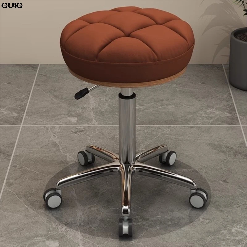 GUIG Stool Lift Round Stool Rotating Pulley Barbershop Stool Master Makeup Stool Hair Salon Special Nail Beauty Stool Hot New