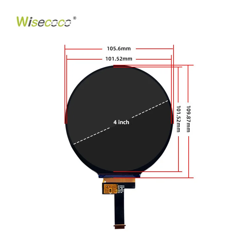4'' Circular TFT LCD Screen 720x720 IPS Brightness Adjustable Wide Temperature LCD Module for Smart Devices