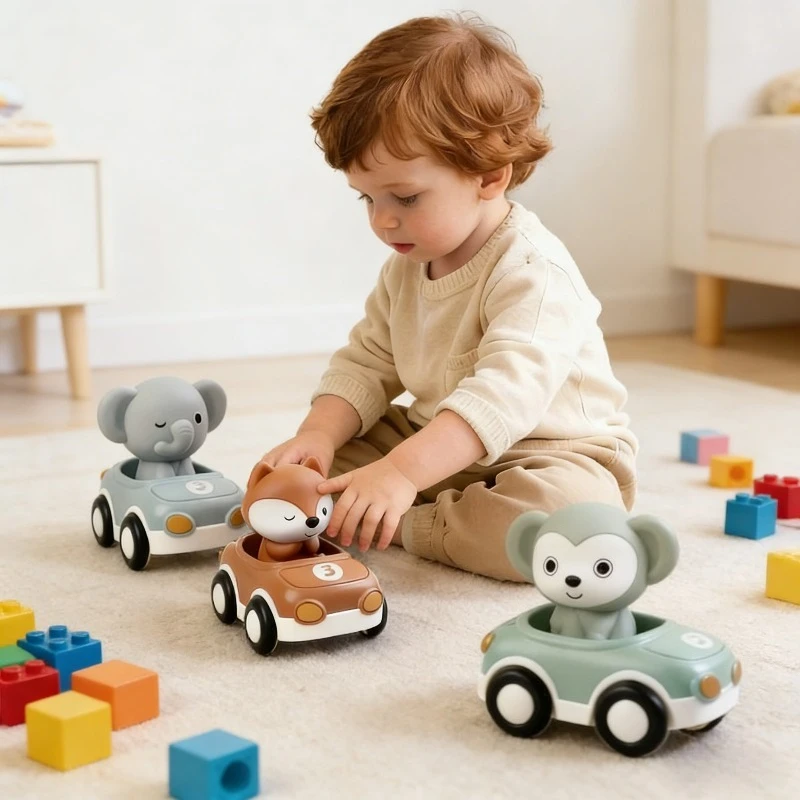 Baby Car Toy Detachable Food Grade Rubber Finger Cots Multiple Gameplay Water Play Racing Baby Car Toy Exercise Reaction Ability