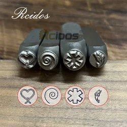 RCIDOS 9mm Rope Heart First Aid Swirl Fish Design Metal Jewelry Stamps,DIY Bracelet Marks Die Mold,1PCS price