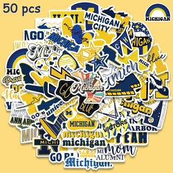 50pcs University of Michigan Stickers Aesthetic Graffiti Decals Laptop Luggage Guitar Skateboard Phone Car Stationery Sticker