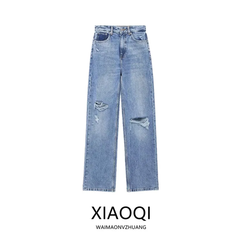 

Summer 2024 Women's Casual High Waist Wide Leg Jeans Long Pants Versatile Slimming Effect Comfortable Fit Faionable Trend