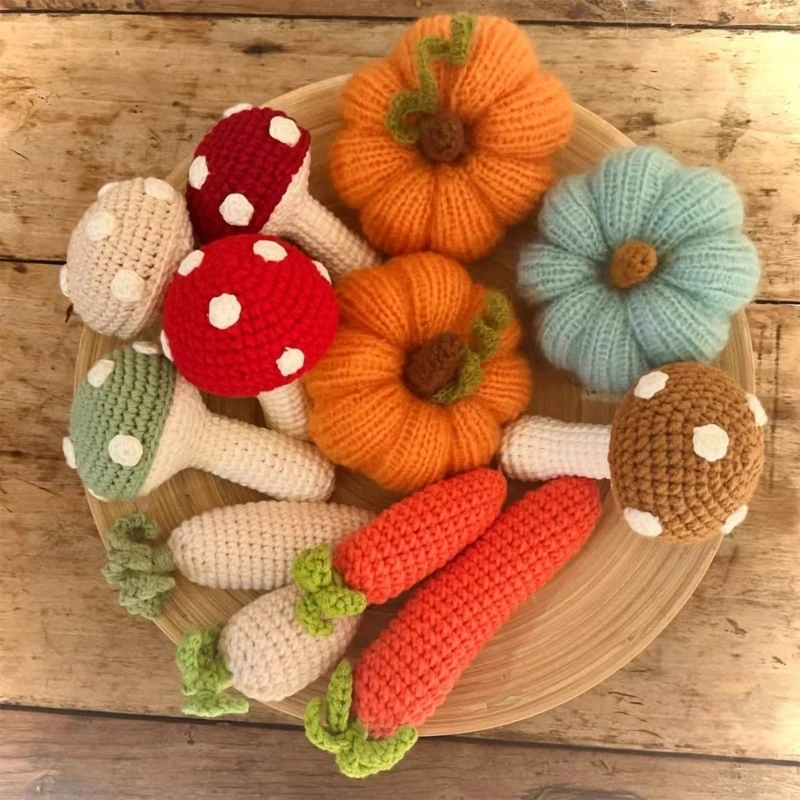 Attractive Knitted Newborn Photo Props Pumpkin/Mushroom Styles Posing Accessory Comfortable for Memorable Pictures A2UB