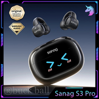 Sanag S3 Pro AI Smart Screen Bluetooth Earphone Earclip Wireless Headset 360 ° Stereo Sound OWS Headphones Open Ear TWS Earbuds