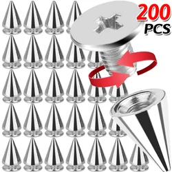 10/200PCS Punk Rivet Silver Cone Spikes Screwback Studs Craft Cool Rivets Clothes Bag Shoe Leather Belt DIY Handcraft Supplies