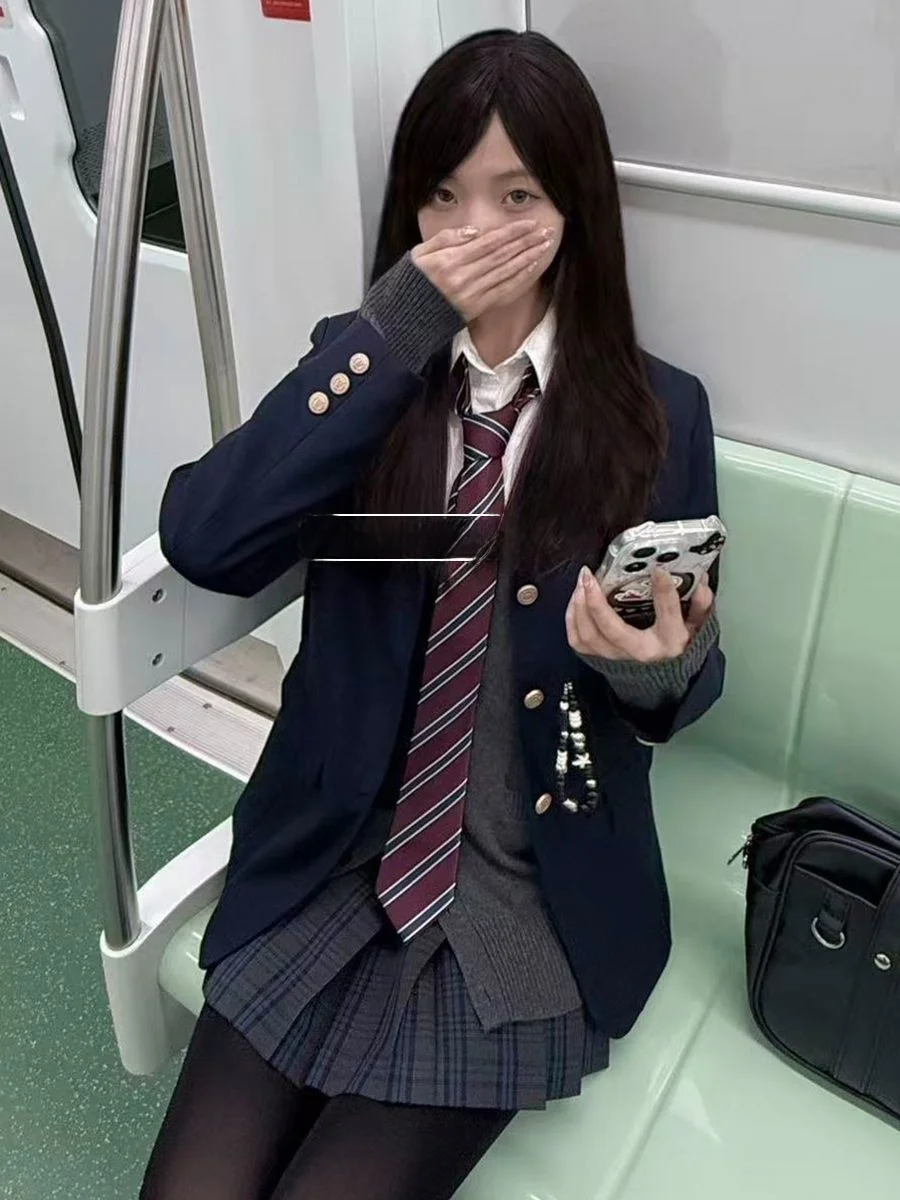 

Оригинальный JK orm, женский осенне-зимний комплект для колледжа, школьный orm, футболка на пуговицах, многослойный костюм Bury