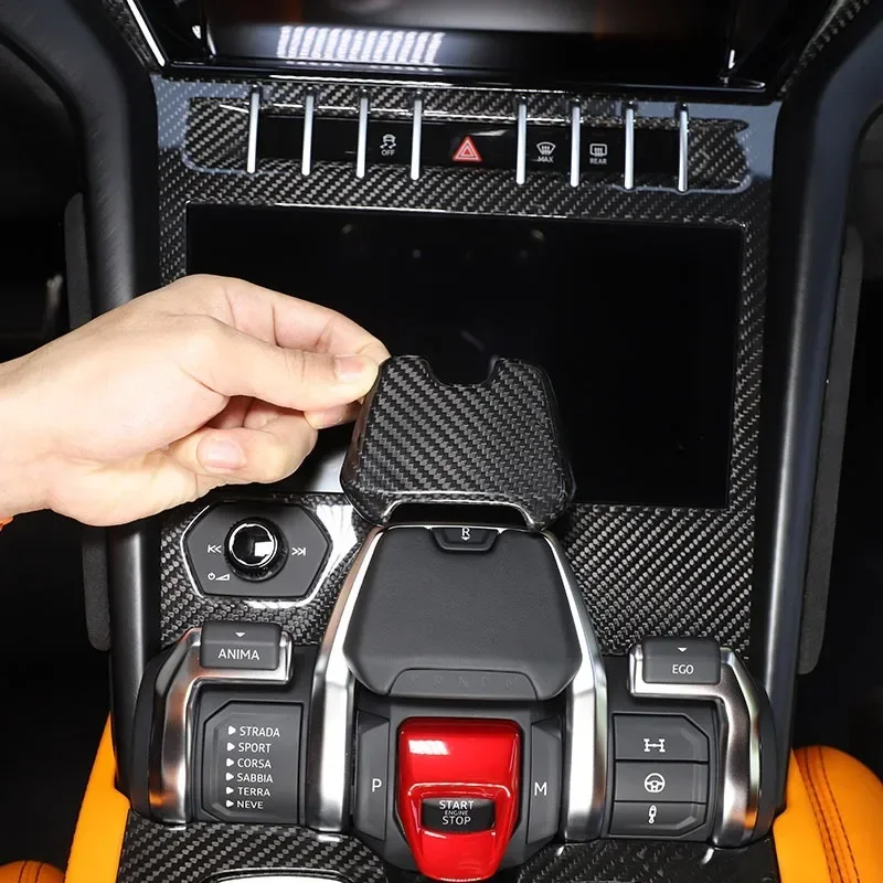 For Lamborghini URUS 2018-2023 Real Carbon Fiber Car Central Control P Gear Switch Decoration Cover Trim Sticker Car Accessories