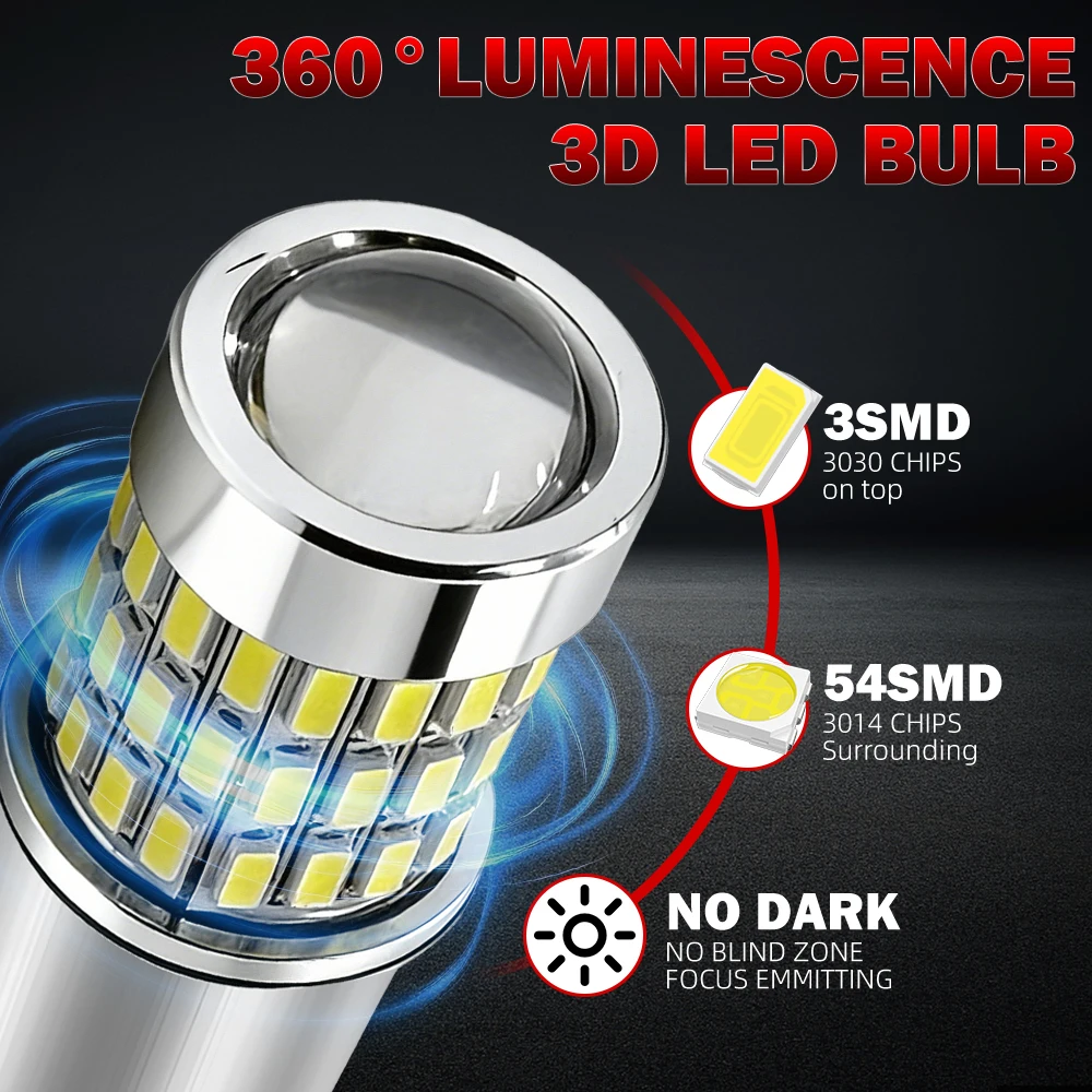 2PCS BA15S 1156 P21W LED Daytime Running Light Bulbs No Hyper Flash Canbus DRLs Car Headlamp City Lamp