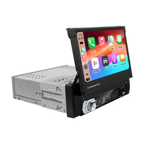 Carplay 안드로이드 자동 범용 1 Din MP5 플레이어 7 인치 개폐식 터치 스크린 자동차 플레이어 HD FM AUX 입력 BT 라디오 미러 링크