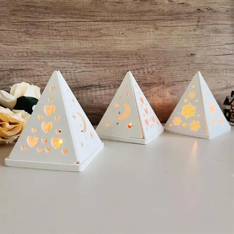 

Pyramid Shaped Holder Mold 3D Base Silicone Mould Gypsum Candlestick Crafting Mould Jewelry Making Tool