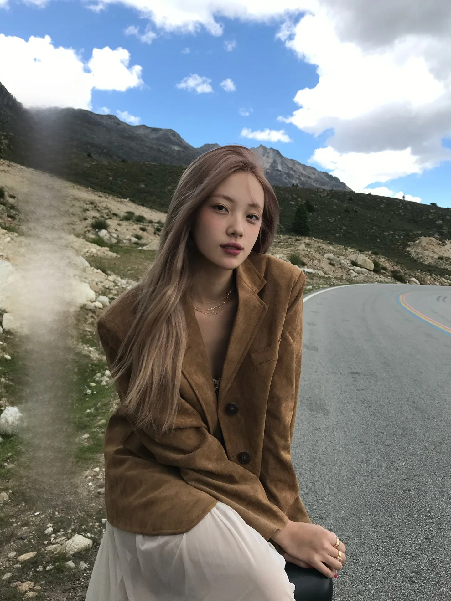 

Millennium Wild Rose Retro Suede Suit Jaet Women's Faion Design Top Summer New Sle Breathable Long Sve Single Button