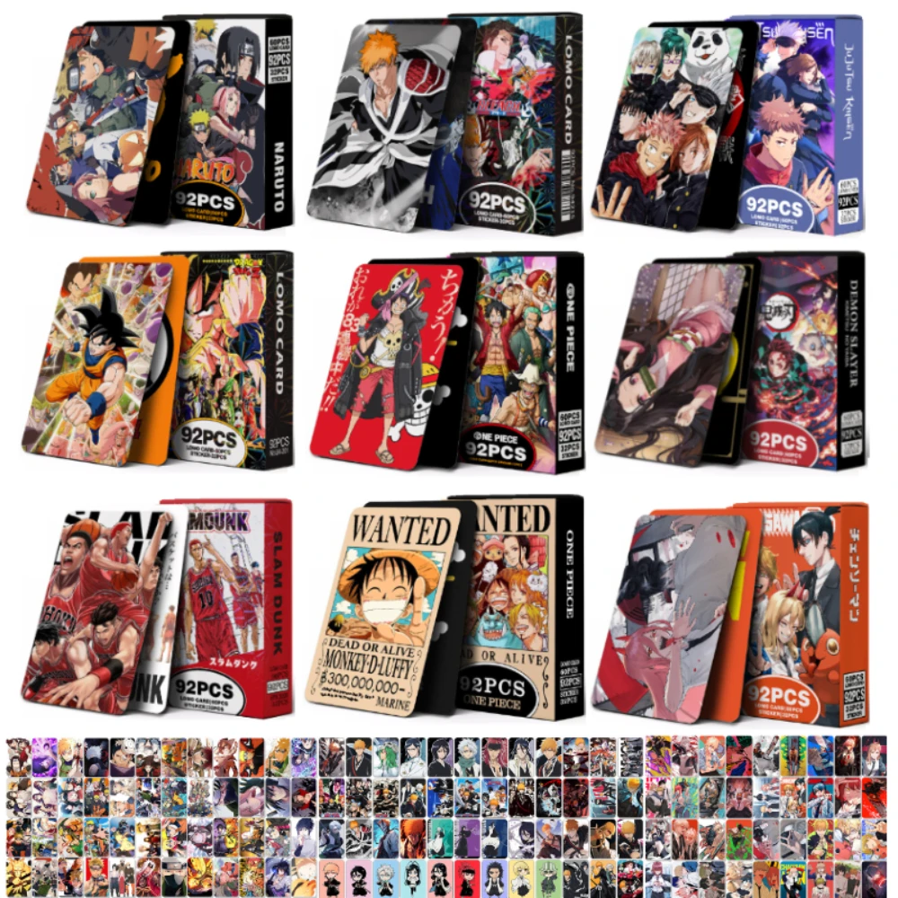 92PCS/SET Demon Slayer Lomo Cards Dragon Ball HD Color Printing Anime Cards NARUTO Anime Peripherals Game Card Collection Toys