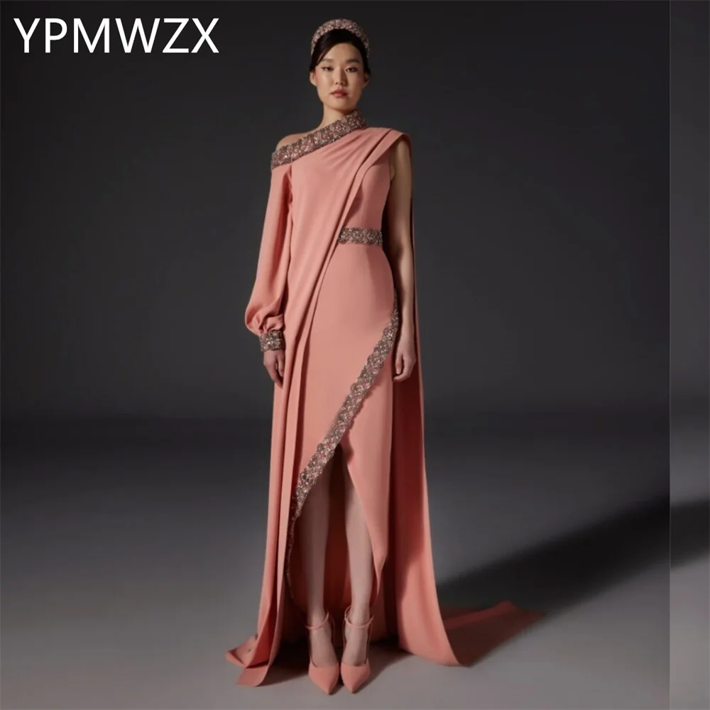 

Customized Prom Gown Formal Women Party Occasion YPMWZX One Shoulder Column Floor Length Skirts Stole Bespoke Dresses E