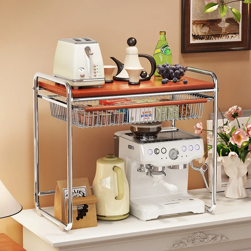 

Kitchen storage rack, microwave rice cooker oven rack, kitchen pull-out storage rack,retro multifunctional grocery storage