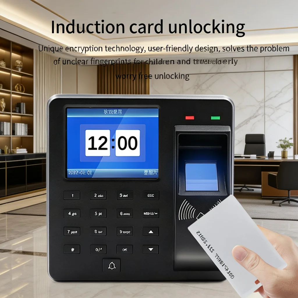 Fingerprint Attendance Machine Biometric Time Clock System 2.0 Inch Screen USB Data Export for Employee Access Control Recorder