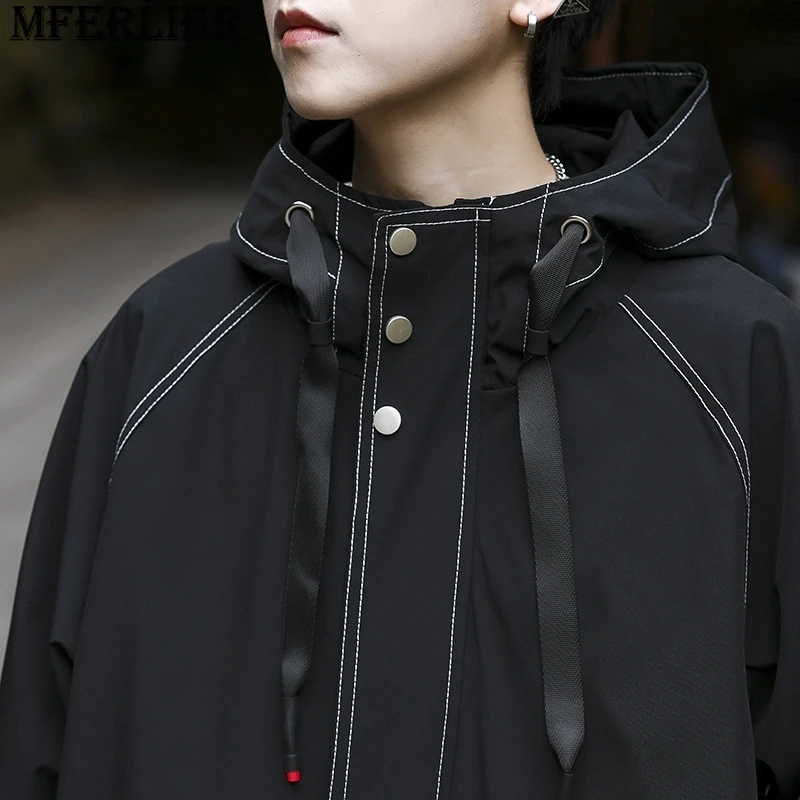 New men's casual spring autumn jacket outside the long-sleeved loose big size male Korean version Long Large Size Coat 9XL 10XL