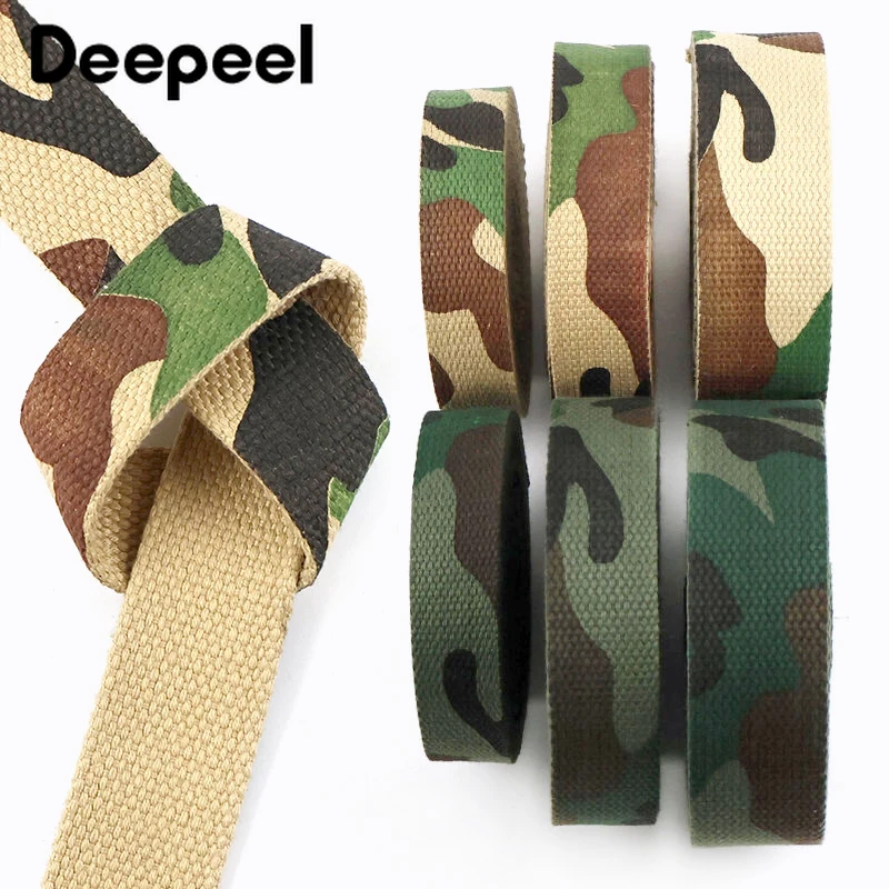

5M 25/30/38mm Camouflage Webbing Straps Sewing Belt Sling 2mm Thick Cotton Ribbon Band Bag Strap Bias Binding DIY Accessories
