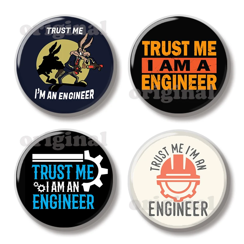 44MM Trust Me I'm An Engineer Pin Soft Button Pin Jewelry Creative Badge Cartoon Brooch Lapel Pin Bag Hat Decoration Gift