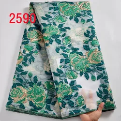 SJD LACE 5Yards African Brocade Lace Fabric 2024 High Quality Nigerian Jacquard Gilding Lace Lace For Women Party Dress Sew 4085