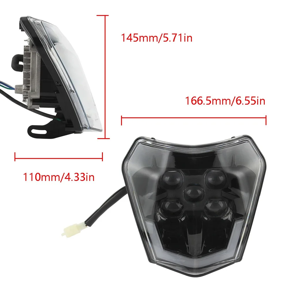 Powermotor For KTM LED Motorcycle Motocross Headlight Plate Fairing EXC 300XCW 250 350 Dirt Bike Moto Accesorios