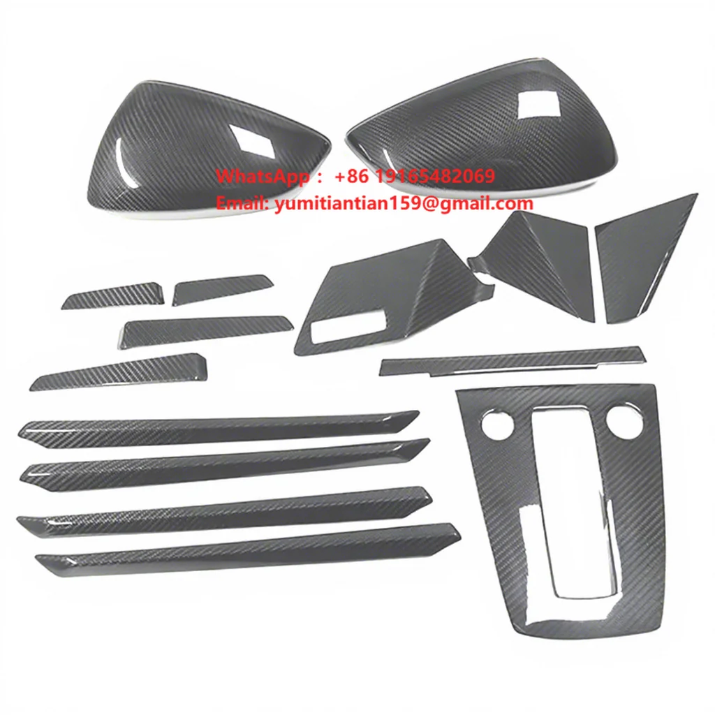 Dry Carbon Fiber Dashboard Gear Shift Car Door Panel Side Mirror Covers for 2020-2022 Audi A3 S3 Interior Decoration Panel