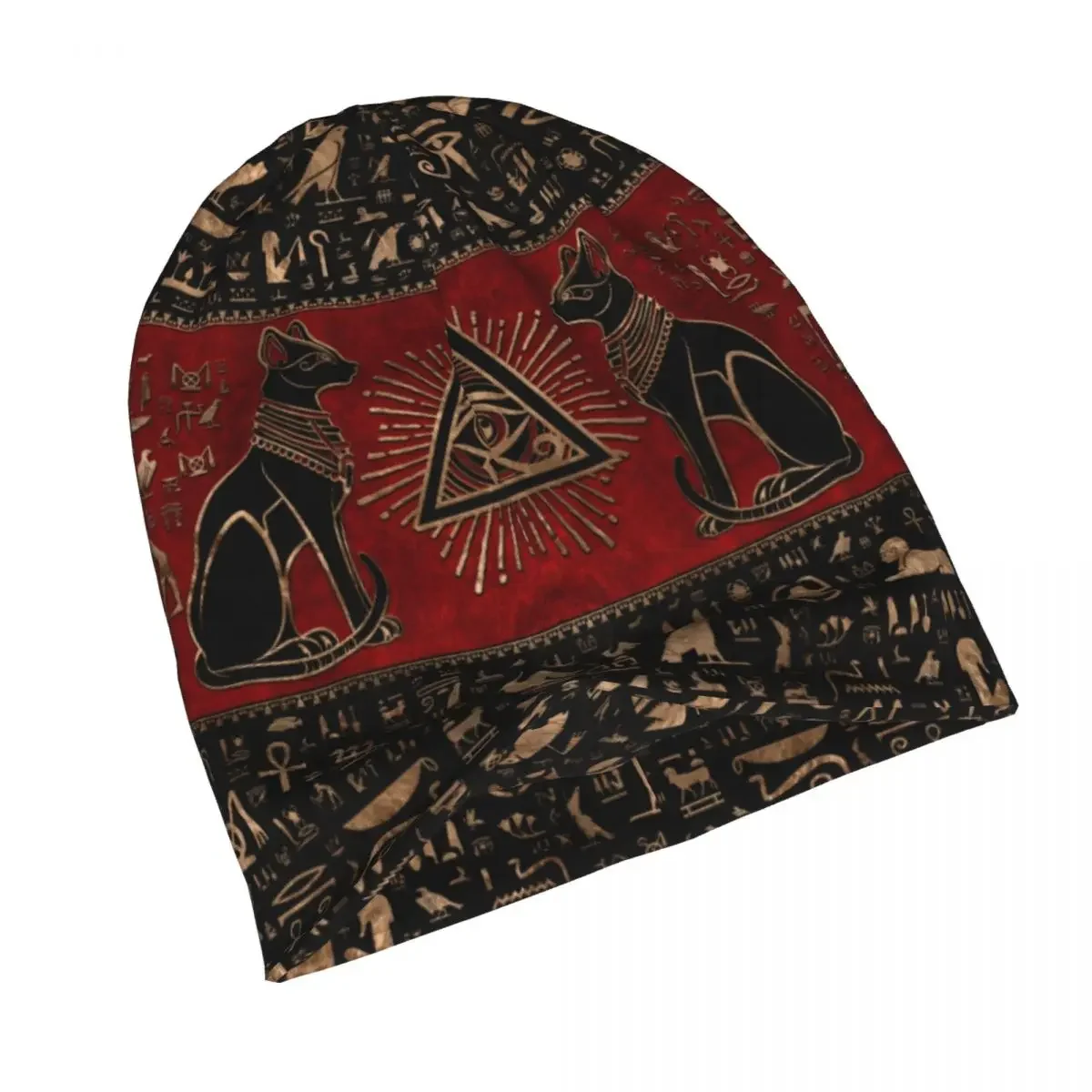 Egyptian Cats And Eye Of Horus Skullies Beanies Hats Egypt Goth Men Women Outdoor Cap Warm Dual-use Bonnet Knit Hat