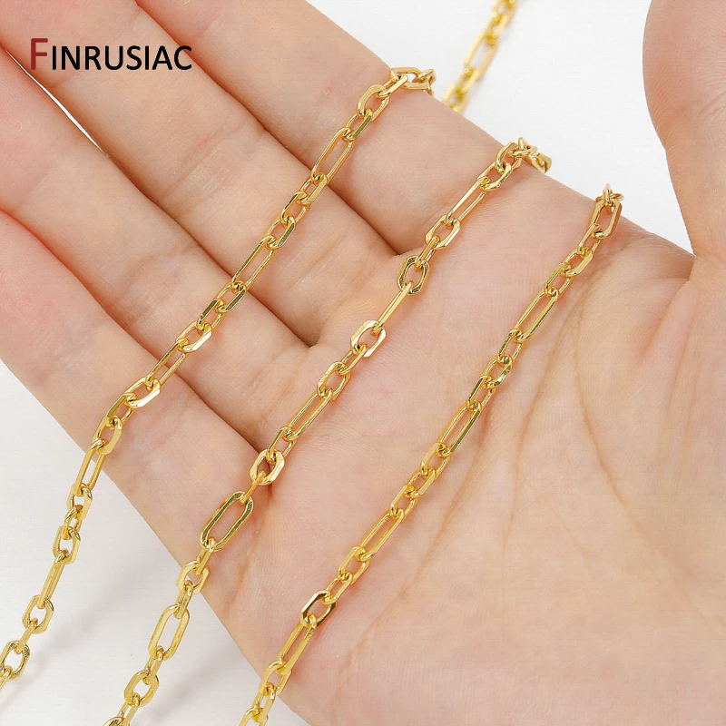 

18K Gold Plated Brass 3:1 O Link Rolo Cable Chains for Jewelry Making Supplies,Punk Chain For DIY Bracelets Necklace Accessories