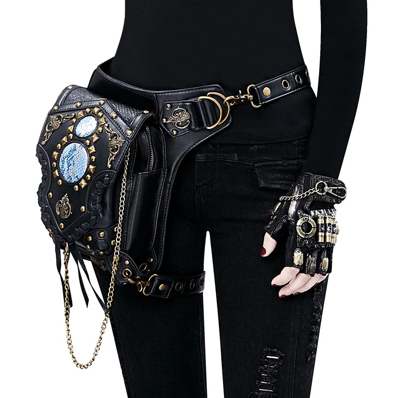 Medieval Renaissance Women Steampunk Packs Gothic Leg Bag Belt Assassin PU Leather Pirate Knight Middle Ages Cosplay Waist Bag