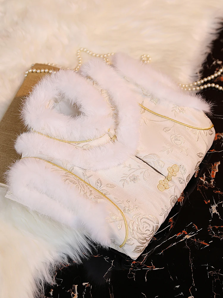 

New Year's Jaet Improved Vest Autumn Winter New Chinese Sle Cotton Filled Outerwear Ele Traditional Costume