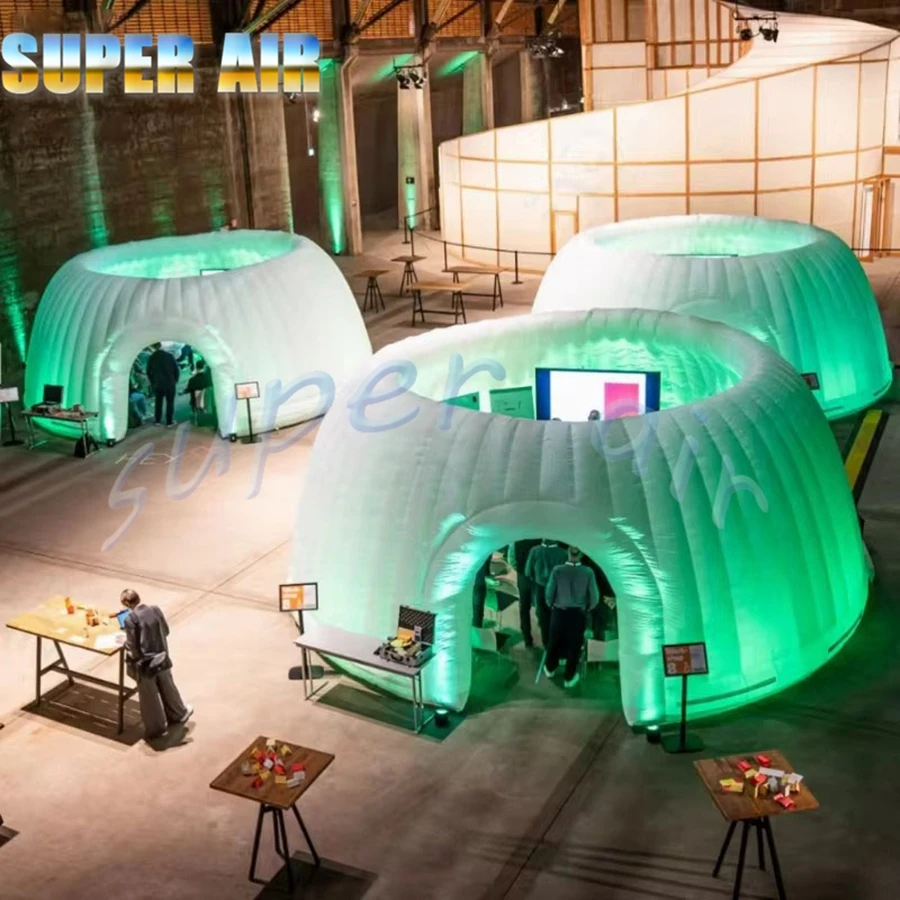 Outdoor colorful lighting inflatable dome tent without roof inflatable photo booth for sale
