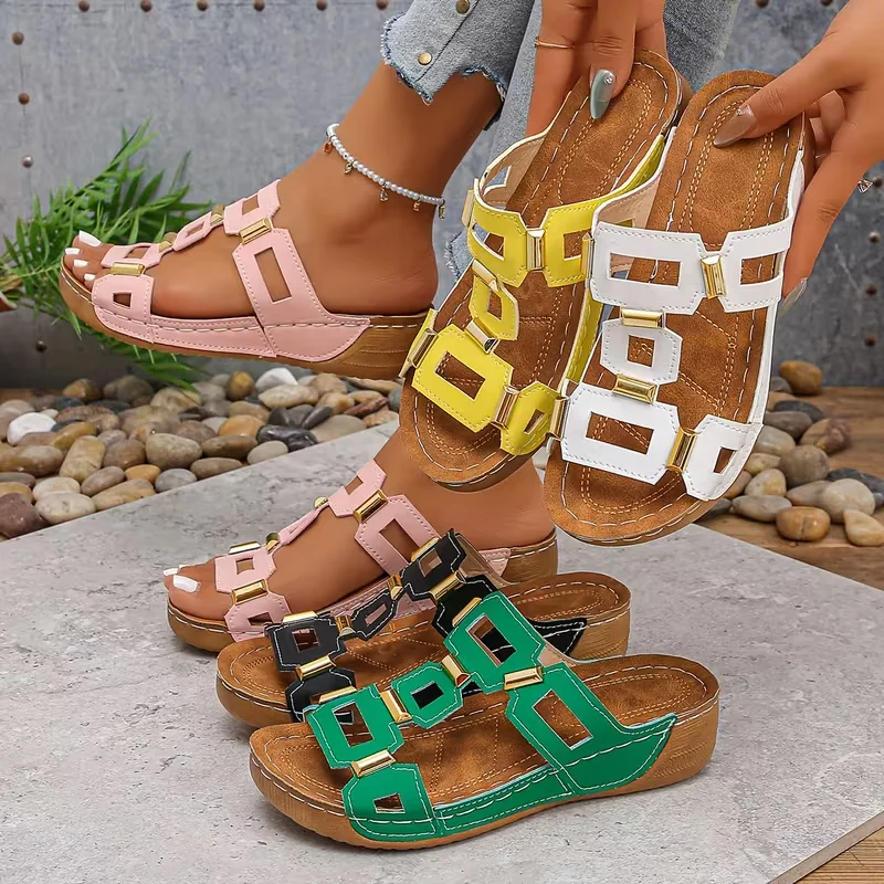 

New Women Sandals Roman Style Sandals Women Open Toe Beach Slippers Summer Wedges Comfortable Outdoor Slip-On Shoes Women