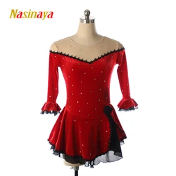 Nasinaya Figure Skating Competition Customized Dress Black Red Women's Rhythmic Gymnastics Performance Dress